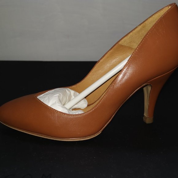 Sezane Tan Leather 'Django' Courts Pumps Heels - Picture 6 of 9